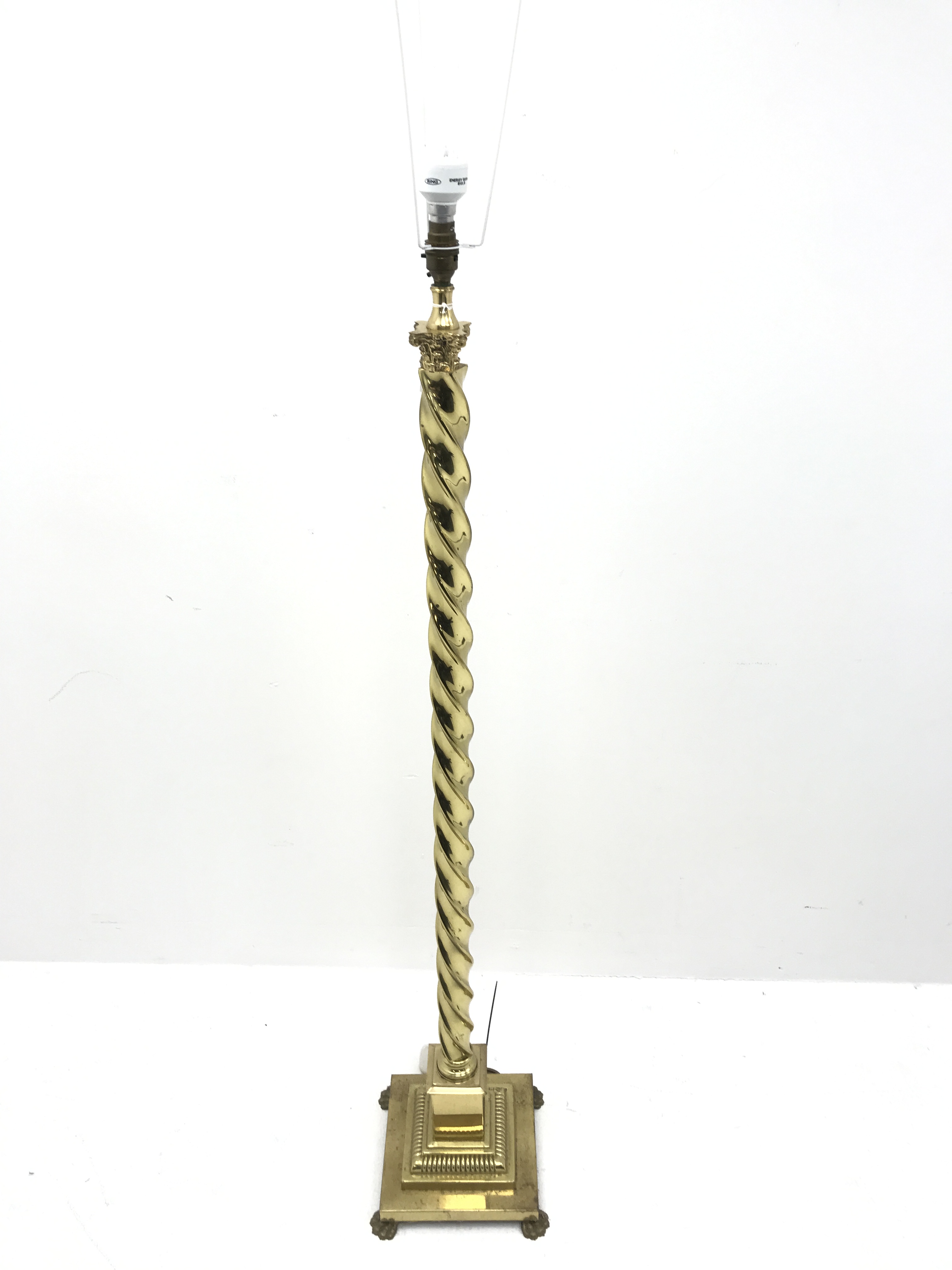 Classical brass rope twist standard lamp with shade, - Image 2 of 2