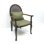 Early 20th century beech framed armchair, cane seat and back, cabriole legs,