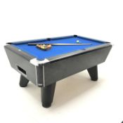 'Supreme Pool' dark oak and chrome finish slate bed pool table, with blue baize cloth, W111cm,