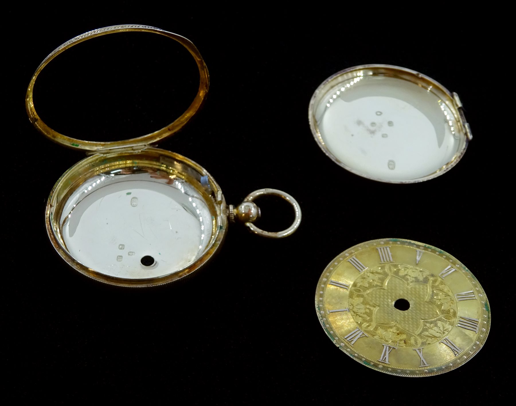 Victorian 18ct gold pocket watch case by Henry Buckland, London 1870 with 18ct gold dial