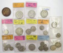 Great British pre 1947 silver coins including King George V 1935 crown, King George VI 1940, 1941 a