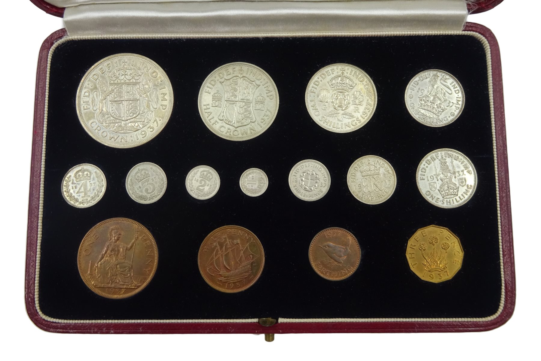 King George VI 1937 specimen coin set, fifteen coins from farthing to crown including Maundy money, - Image 2 of 5