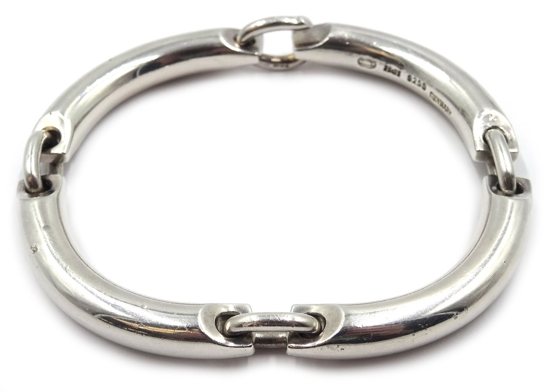 Georg Jensen heavy silver link bracelet, designed by Hans Hansen, London Import mark 1996, boxed