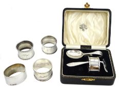Silver christening spoon and pusher set by Arthur Price & Co Ltd, Birmingham 1932, cased and four ha
