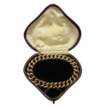 Victorian gold curb chain bracelet, stamped 9ct, retailed by Samuel Sharpe Retford, in original vel