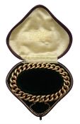 Victorian gold curb chain bracelet, stamped 9ct, retailed by Samuel Sharpe Retford, in original vel