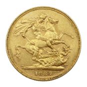 Queen Victoria 1887 gold full sovereign, Melbourne mint