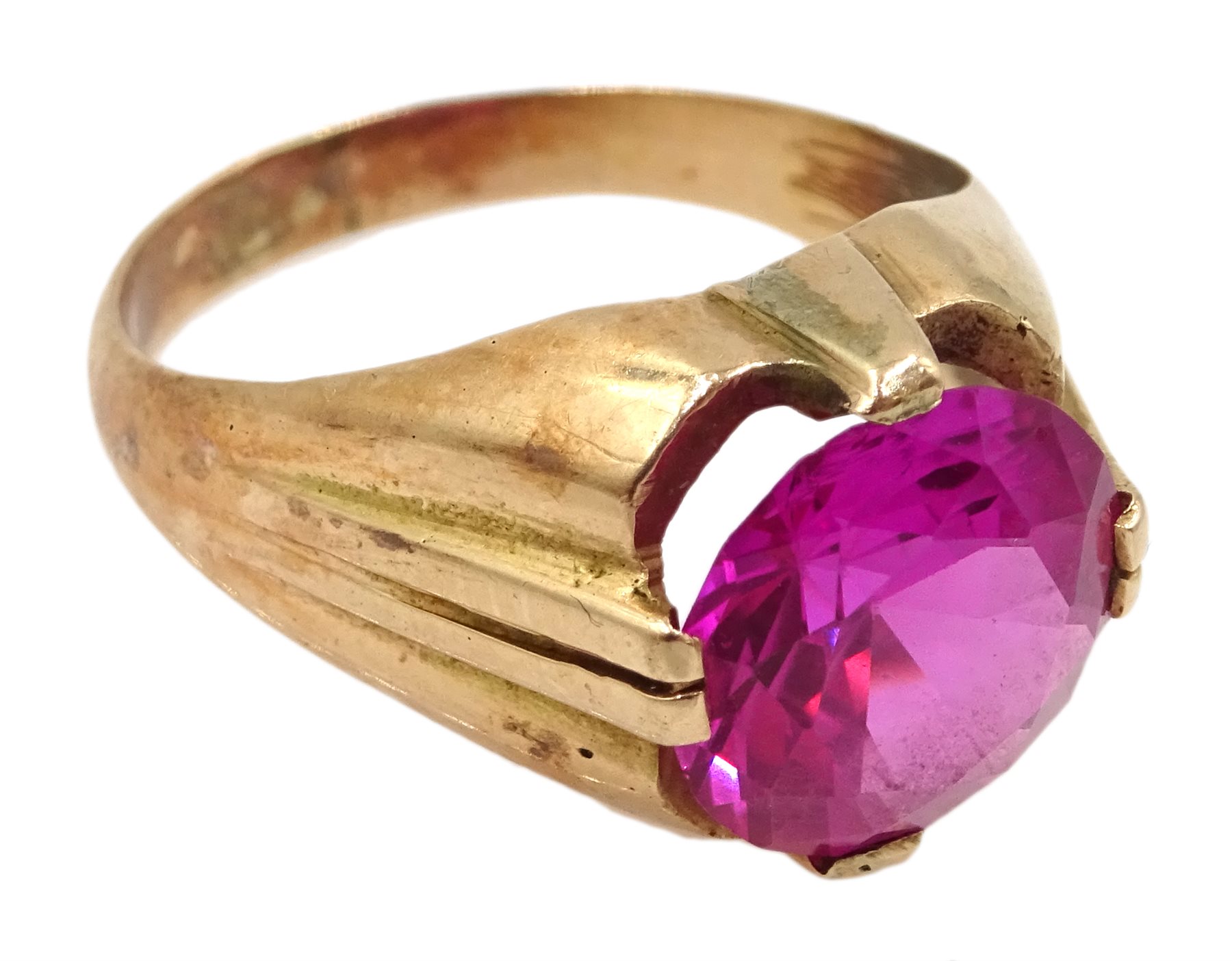 14ct rose gold pink synthetic corundum ring [image code: 4mc] - Image 2 of 3