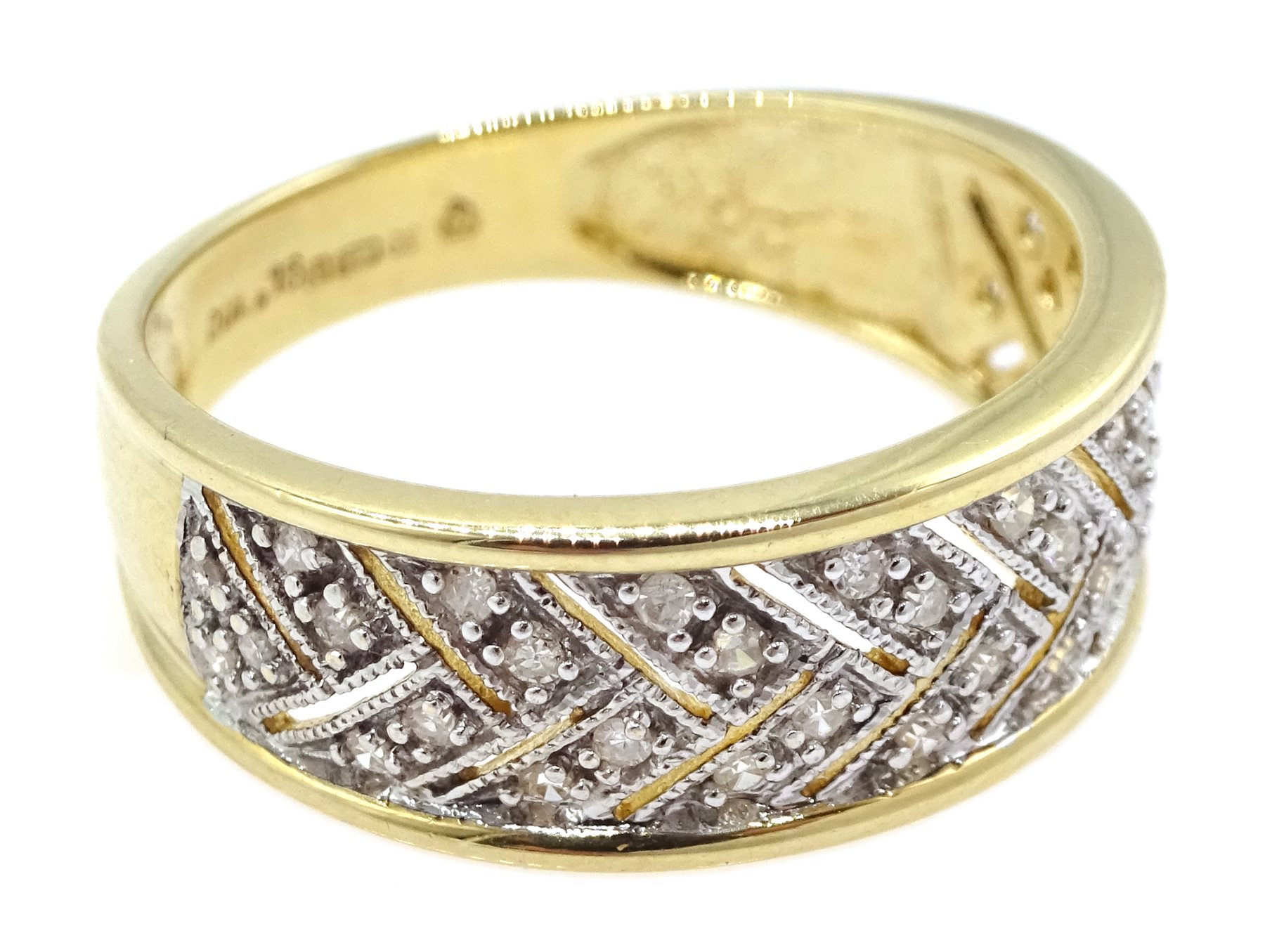 14ct gold diamond parquet design ring, hallmarked - Image 2 of 3