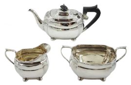 Three piece silver tea service by S Blanckensee & Son Ltd, Chester and Birmingham 1926, approx 25.5o