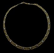 9ct gold multi strand woven wire and grey cultured pearl necklace, stamped 375