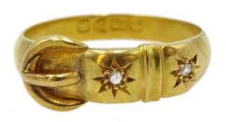 Edwardian 18ct gold diamond set buckle ring, Chester 1906, retailed by Samuel Sharpe Retford, in or