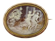Victorian 9ct rose gold mounted cameo brooch depicting Classical mythological scene [image code: