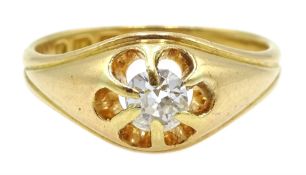 Victorian 18ct gold single stone diamond ring, Birmingham 1865, central diamond approx 0.30 carat
