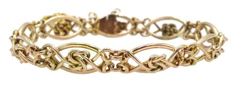 Early 20th century gold fancy link bracelet, stamped 9c, approx 14.12gm