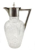 Silver mounted cut glass claret jug by Roberts & Belk, Sheffield 1905, H24cm