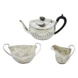 Victorian silver three piece tea set by Plante & Co, Birmingham, 1887, approx 16oz