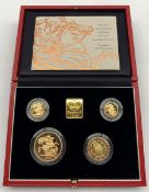 Queen Elizabeth II 1999 'United Kingdom gold proof Sovereign four coin collection', five pounds, dou
