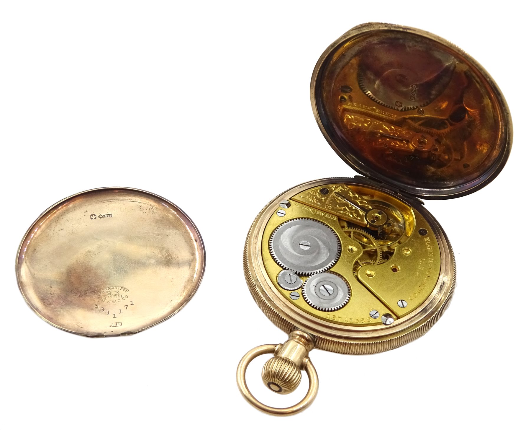 Elgin early 20th century 9ct gold full hunter pocket watch top wound, No. 18741683, case by Keysone - Image 5 of 5