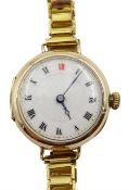 Montex early 20th century 9ct gold wristwatch, Birmingham 1916, on gold-plated strap