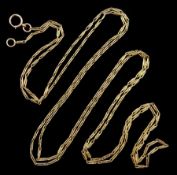 Victorian gold muff chain with barrel clasp, stamped 9ct