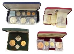 Bailiwick of Jersey 1957 cased four coin set and 1964 cased four coin set, Guernsey 1966 cased four