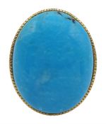 9ct gold oval turquoise ring, stamped 375 [image code: 4mc]