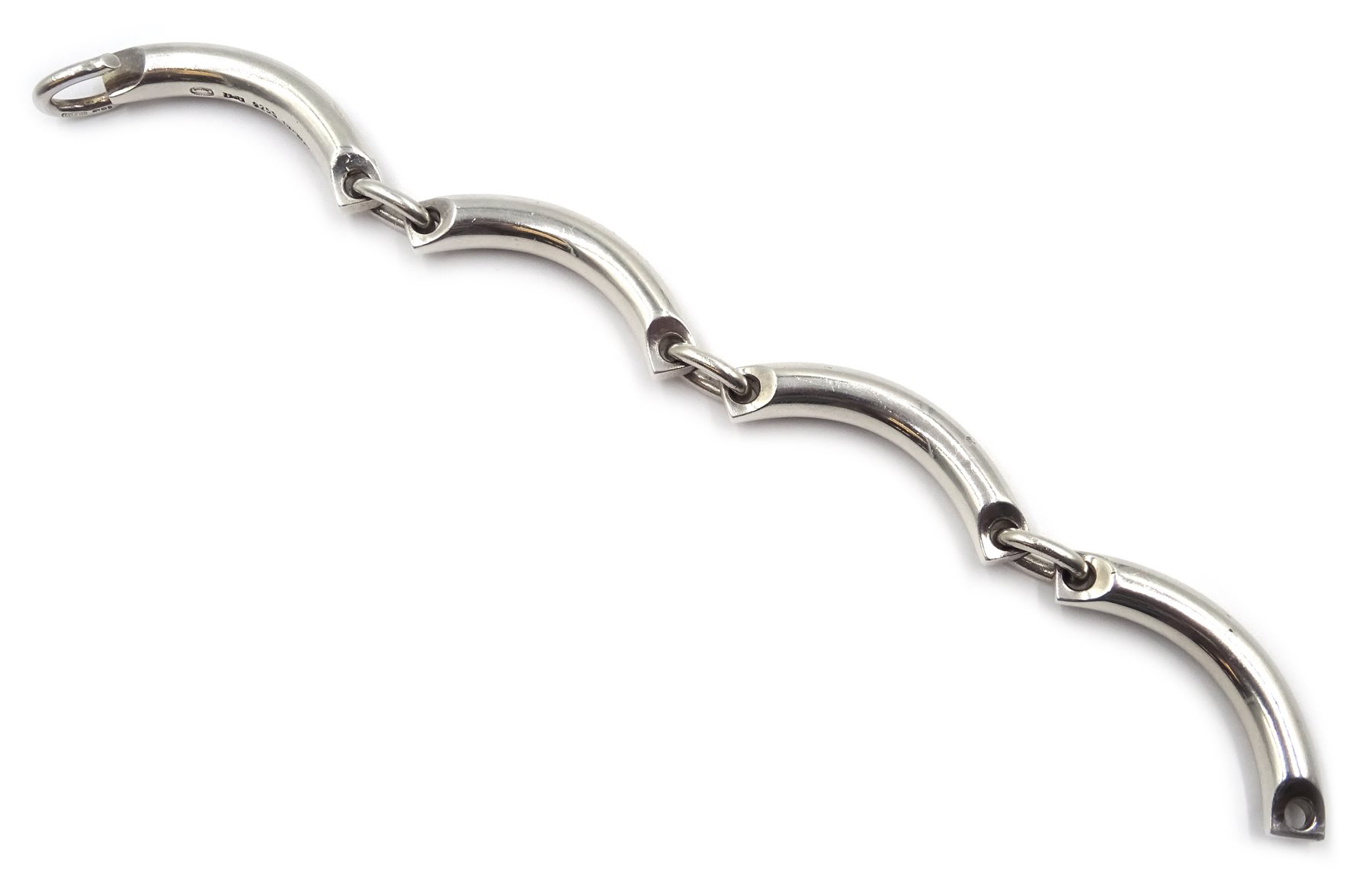 Georg Jensen heavy silver link bracelet, designed by Hans Hansen, London Import mark 1996, boxed - Image 2 of 3