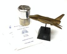 Cast metal model of a lightening MK6, stamped 'RT' to the belly, made for the administration wing o
