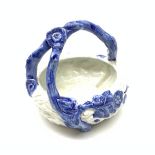 A late Victorian Royal Worcester blue and white basket, modelled as a birds nest with naturalistical