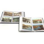 Two albums containing a collection of approximately one hundred and fifty postcards of local interes