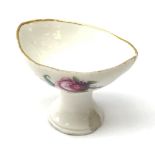 A H�chst eyebath c.1775, the oval bowl painted in polychrome enamels with floral sprays, blue wheel