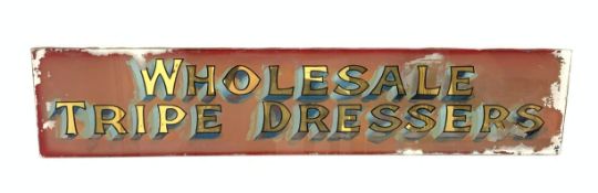 A Vintage reverse painting on glass advertising sign, detailed 'Wholesale Tripe Dressers', 119cm x