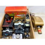 A selection of assorted cameras, to include a Pentax ME Super, a Mamiya/Sekor, a Cine camera, plus