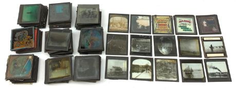 A group of approximately one hundred and fifty magic lantern slides, to include examples of local in