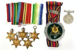 A group of WWII medals, comprising Pacific Star, Africa Star, Atlantic Star, Italy Star and The 193