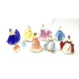 A group of Royal Doulton figurines, comprising Sara HN2265, Southern Belle HN2425, Summer Serenade