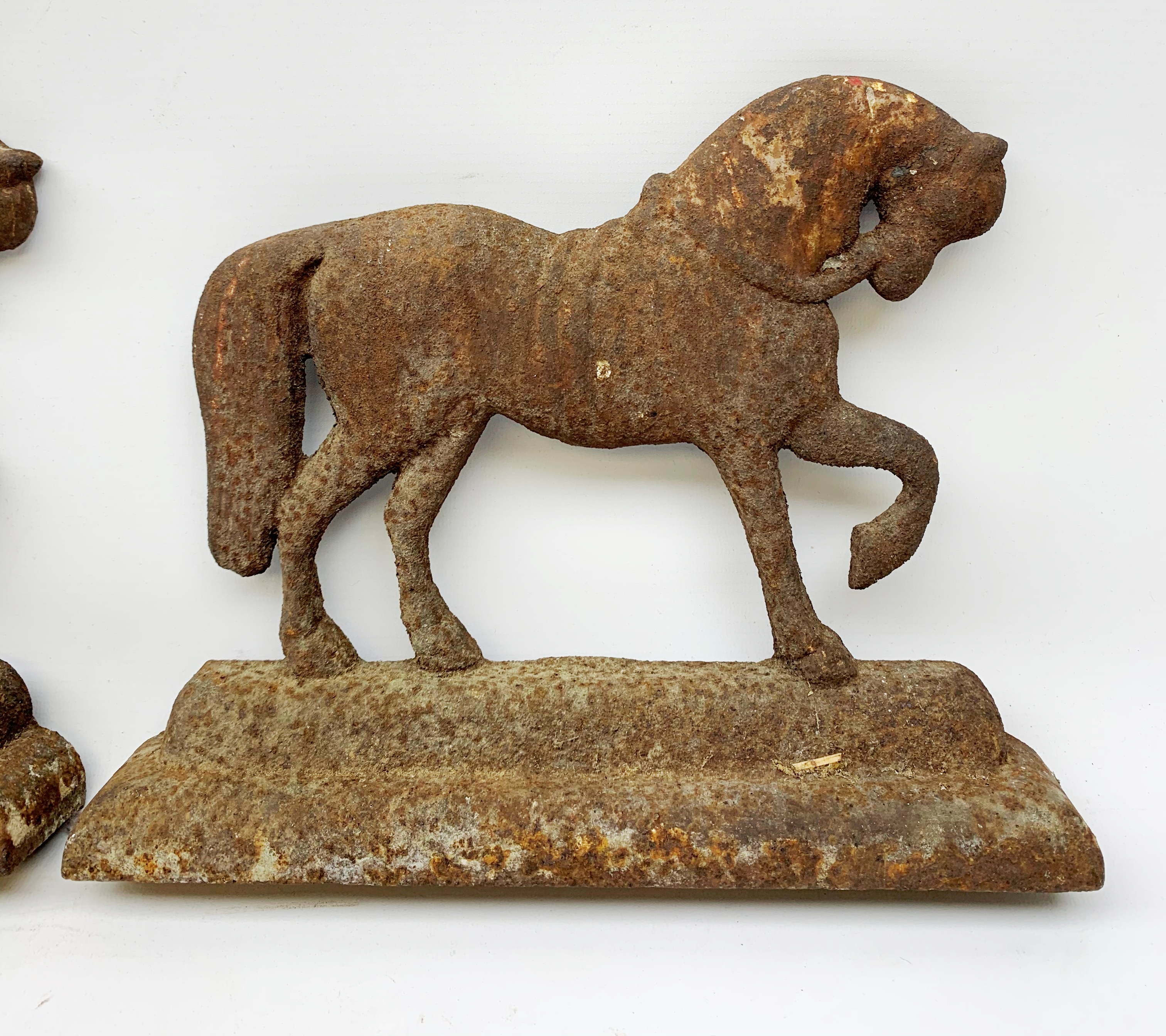 A pair of cast iron door stops, each modelled as a horse, H24cm L30cm. - Image 3 of 4