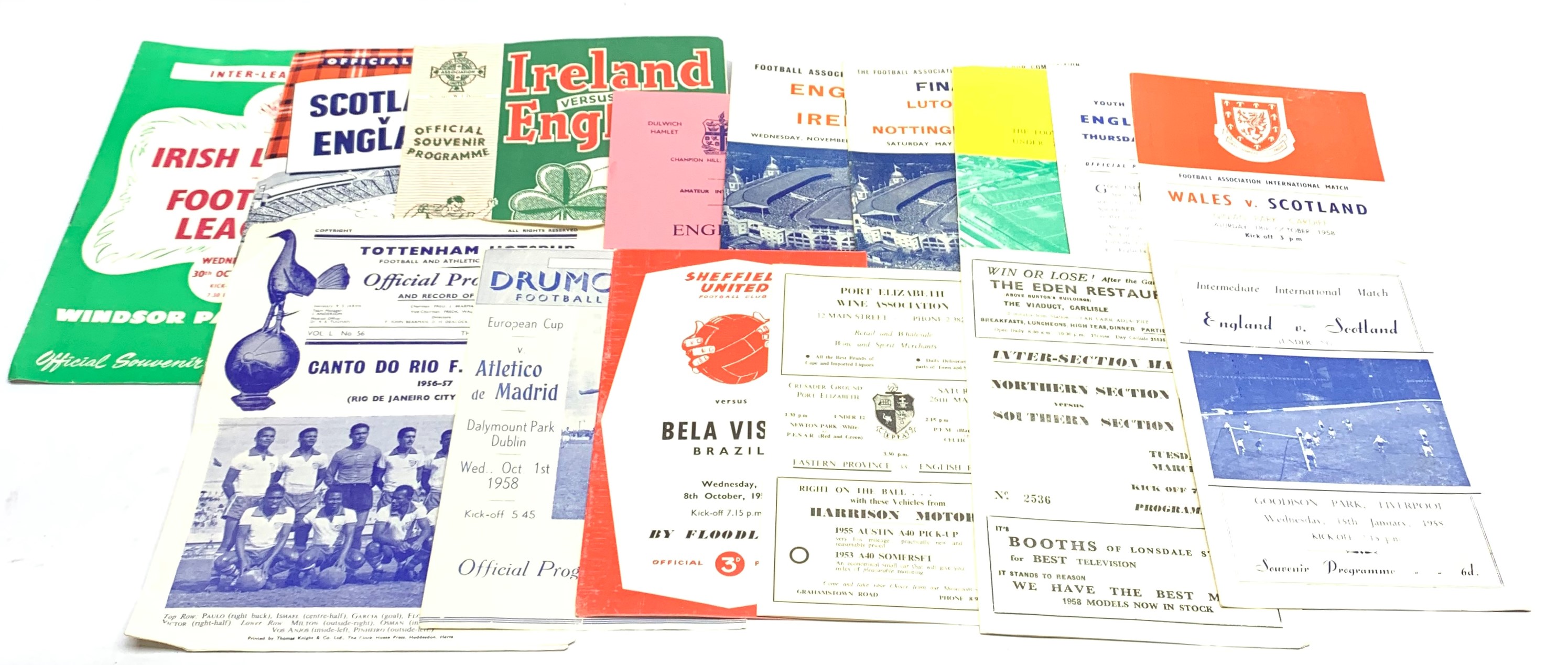 1950s Football programmes - FA Cup Final 1959, single sheet England v Spain Youth Int. 26/9/57, Eng