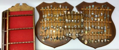 A large collection of assorted souvenir spoons, to include mostly silver plated examples, together