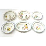 A group of Six Shelley Mabel Lucie Attwell baby plates, each with printed mark beneath.