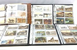 Six modern loose leaf albums containing over one thousand Edwardian and later postcards including r