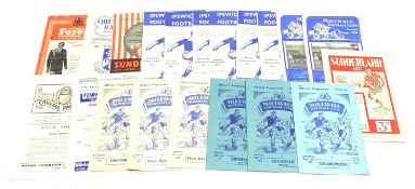 1950s Football programmes - Millwall (9) including single sheets, Sunderland (2), Ipswich (6), QPR,