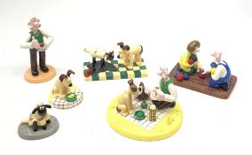 A group of six Coalport Wallace & Gromit figurines, comprising 'Picnic on the Moon' no 717/2000 with