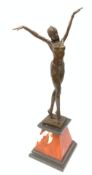 After Demetre Chiparus, an Art Deco style bronze, 'The Dancer', raised upon a marble base, includin