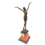 After Demetre Chiparus, an Art Deco style bronze, 'The Dancer', raised upon a marble base, includin