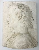 A composition classical style plaque in relief of a figure in profile, H35cm L26.5cm.