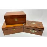 A 19th century figured walnut box, with inset mother of pearl and abalone detail, H13cm L27cm, toge