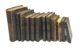 Twelve 18th and 19th century leather bound books including The Chevalier D'Arvieux's Travels in Ara