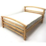 Solid pine framed 4'6" double bed with mattress, W157cm, H102cm, D203cm